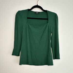 7 For All Mankind Forest Green Ribbed Blouse